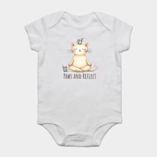 Paws and Reflect Zen Cat Yoga with mouse friends Baby Bodysuit